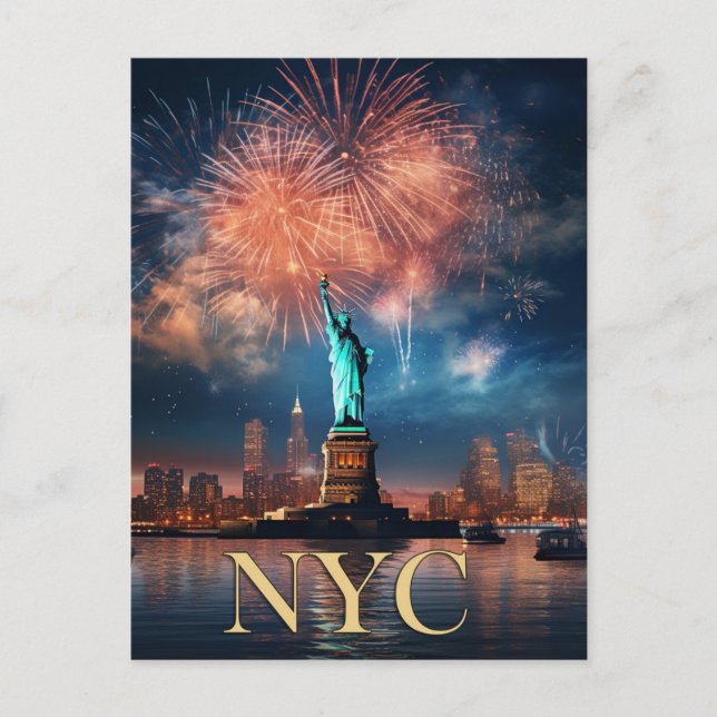 Frihetsgudinnan New York City Fireworks Travel Vykort (Framsida)
