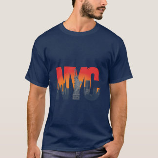 Frihetsgudinnan New York City Skyline Design T Shirt