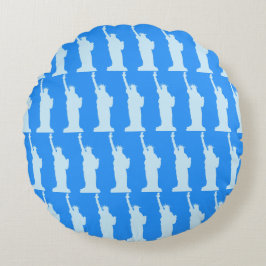 Frihetsgudinnan New York Elegant Mönster Blue Rund Kudde