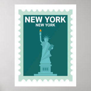 Frihetsgudinnan - New York Frimärke Poster