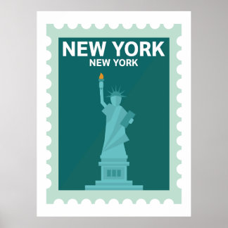 Frihetsgudinnan - New York Frimärke Poster