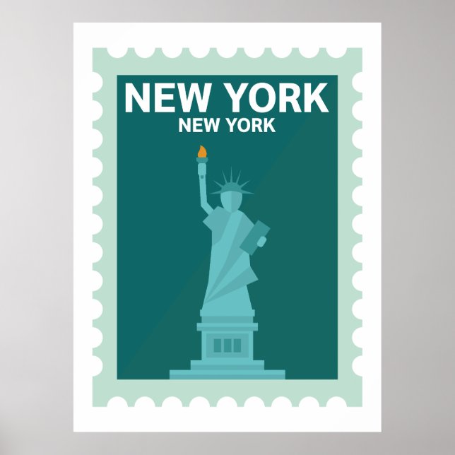 Frihetsgudinnan - New York Frimärke Poster (Framsidan)