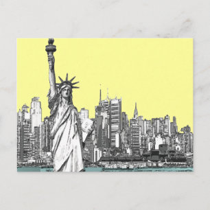 Frihetsgudinnan New York Skiss Stil Postkort Vykort