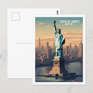 Frihetsgudinnan New York Vintage resor Ställe Vykort