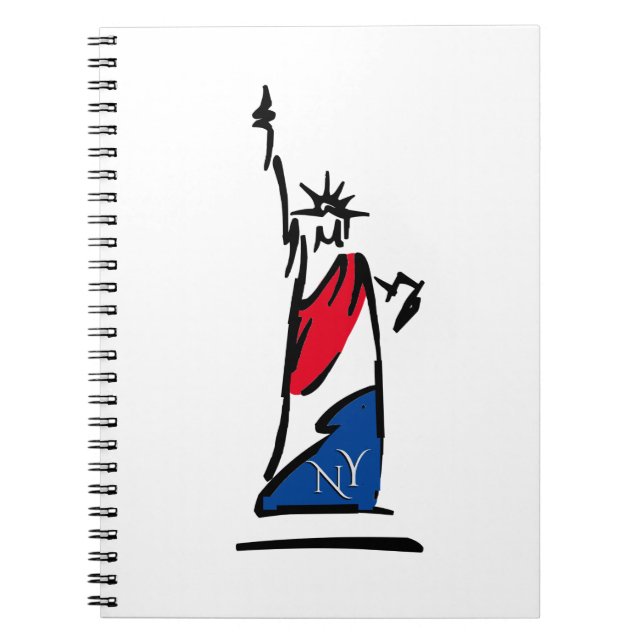 Frihetsgudinnan NY Red White och Blue Anteckningsbok (Framsidan)