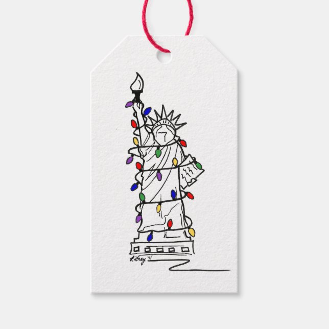 Frihetsgudinnan NYC Helgdag jul, Ljus Presentetikett (Framsidan)
