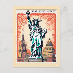 Frihetsgudinnan NYC Retro New York City Vykort