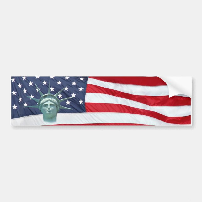 Frihetsgudinnan och amerikansk Flagga Bildekal (Framsidan)