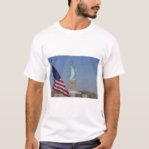Frihetsgudinnan och amerikanska flaggan Patriotisk T Shirt