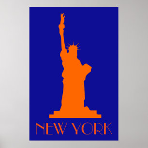 Frihetsgudinnan och New York i Orange och blått Poster