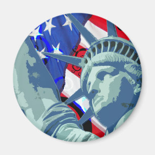 frihetsgudinnan och patriotisk amerikansk Flagga Magnet