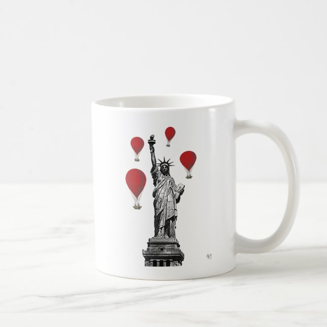 Frihetsgudinnan och röda Luftballonger Kaffemugg (Höger)