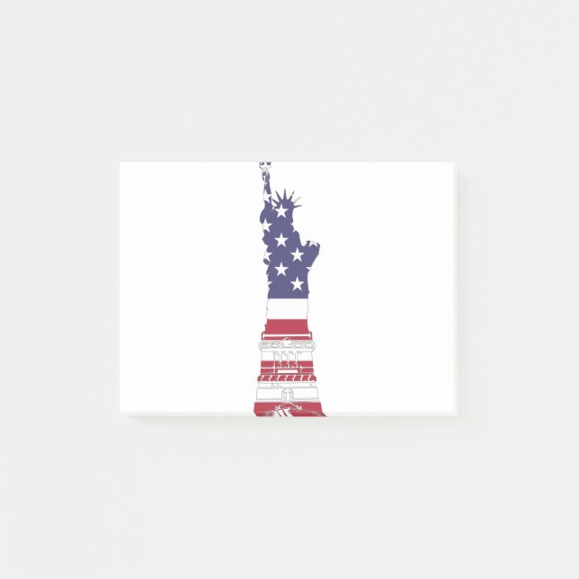 Frihetsgudinnan Patriotic Flagga Post-it Block (Framsida)