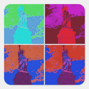 Frihetsgudinnan Pop Art Stil Fyrkantigt Klistermärke