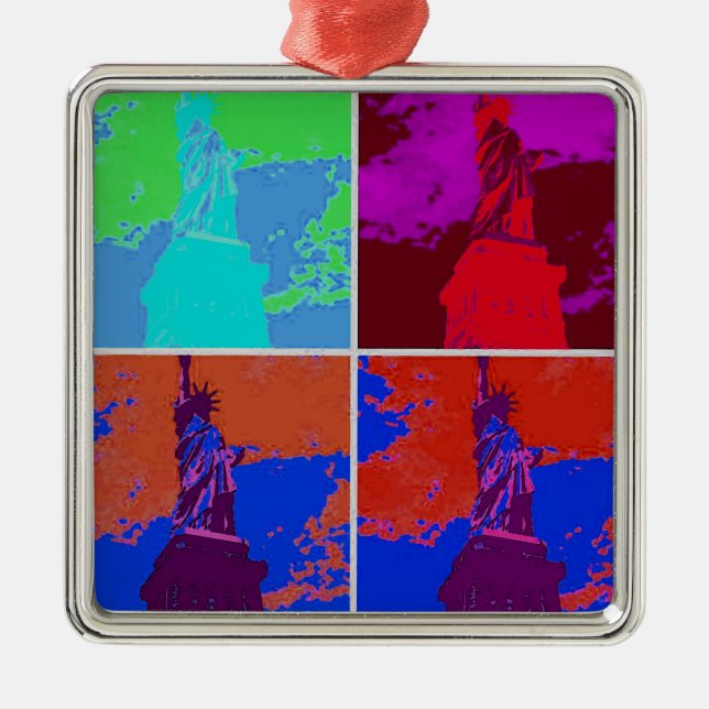 Frihetsgudinnan Pop Art Stil Julgransprydnad Metall (Framsidan)