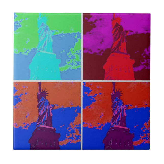 Frihetsgudinnan Pop Art Stil Kakelplatta (Framsidan)