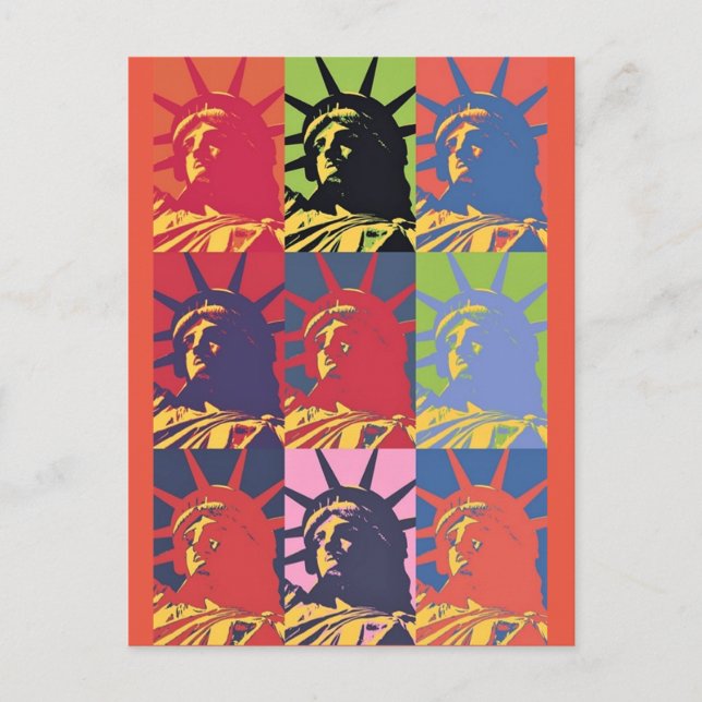 Frihetsgudinnan Pop Art Stil Vykort (Framsida)