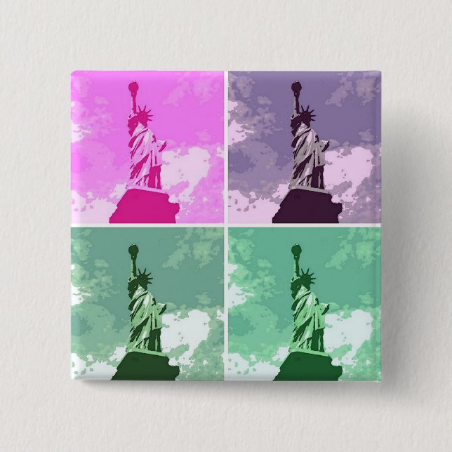 Frihetsgudinnan Pop Art USA Symbol Knapp (Framsida)