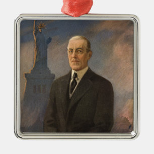 Frihetsgudinnan & President Woodrow Wilson Julgransprydnad Metall