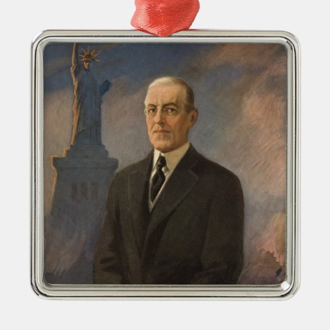 Frihetsgudinnan & President Woodrow Wilson Julgransprydnad Metall (Framsidan)