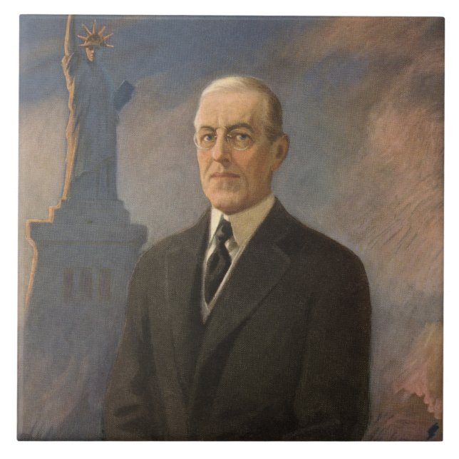 Frihetsgudinnan & President Woodrow Wilson Kakelplatta (Framsidan)