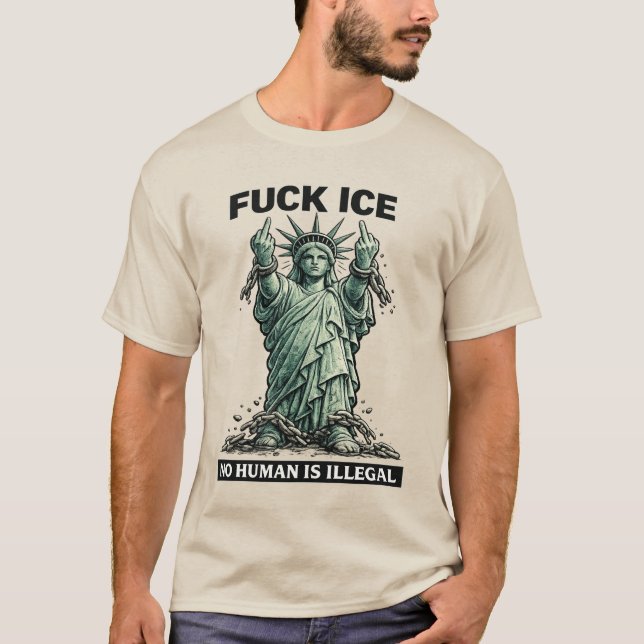 Frihetsgudinnan Protest • Ingen Människa Är Illega T Shirt (Framsida)