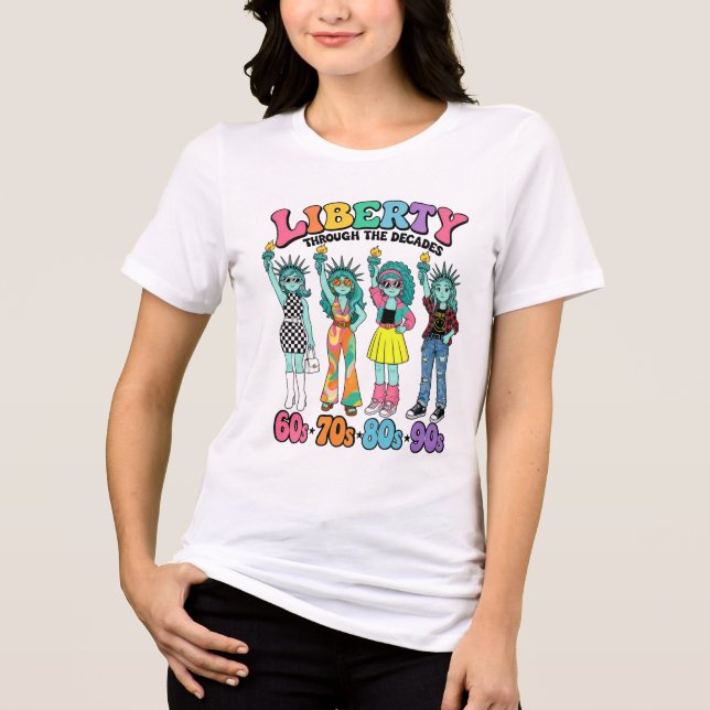 Frihetsgudinnan Retro-moda genom 4 decennier T Shirt (Framsida)