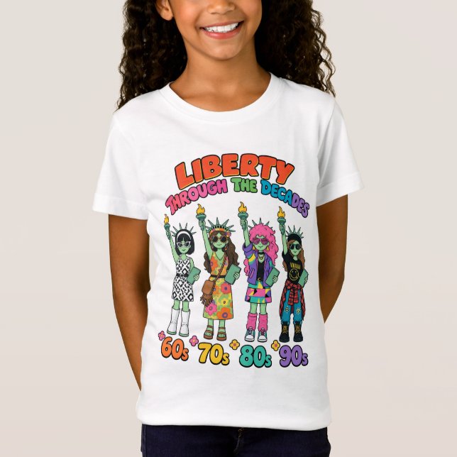 Frihetsgudinnan Retro-moda genom 4 decennier T Shirt (Framsida)