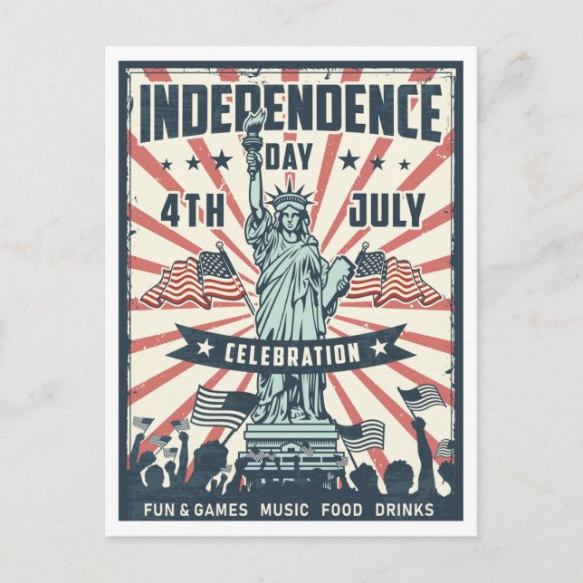 Frihetsgudinnan Retro Vykort (Framsida)