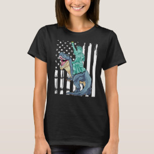 Frihetsgudinnan Riding Dinosaur Patriotic Trex 4 T Shirt