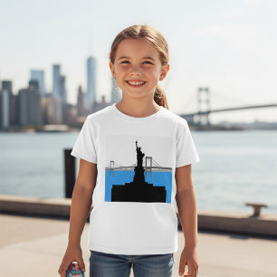 Frihetsgudinnan Silhuett New York Skyline T Shirt