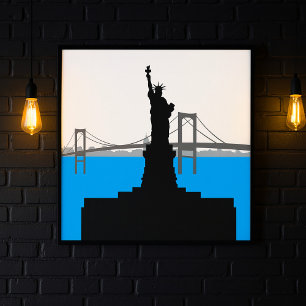 Frihetsgudinnan Siluett New York Skyline Poster