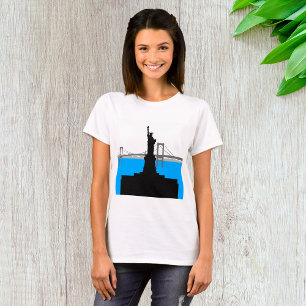 Frihetsgudinnan Siluett New York Skyline T Shirt