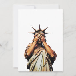 Frihetsgudinnan som täcker hennes ansikte i skam kort