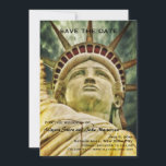 Frihetsgudinnan Spara datum meddelande<br><div class="desc">Ett bröllop som kommer att bli ihågkommet börjar med ett "Spara datumet"-meddelande som de aldrig kommer att glömma! Vad är mer representativt för New York City än Frihetsgudinnan? Det är enkelt att anpassa meddelandet med text, teckensnitt, teckensnitt färg och val av sex pappra typer. Inte exakt vad du är tittar...</div>