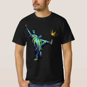 Frihetsgudinnan sparkar krona stencilkonst Vint T Shirt