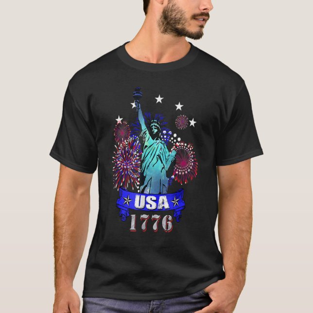 Frihetsgudinnan Statue 1776 USA New York City T Shirt (Framsida)