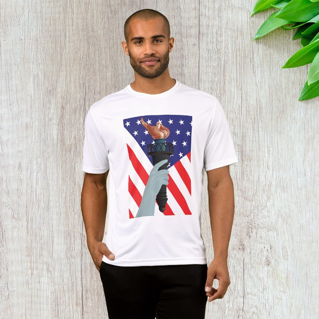Frihetsgudinnan Torch med amerikansk Flagga T Shirt (Skapare uppladdad)