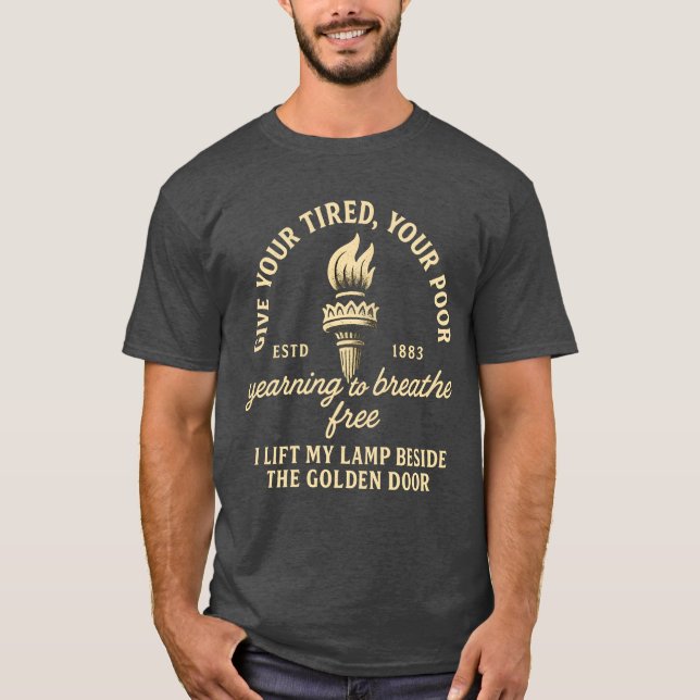Frihetsgudinnan Torch med Emma Lazarus-citat T Shirt (Framsida)