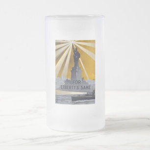 Frihetsgudinnan Torch & US Navy Världskrig II Frostat Ölglas