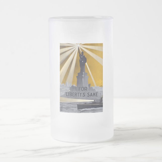 Frihetsgudinnan Torch & US Navy Världskrig II Frostat Ölglas (Center)