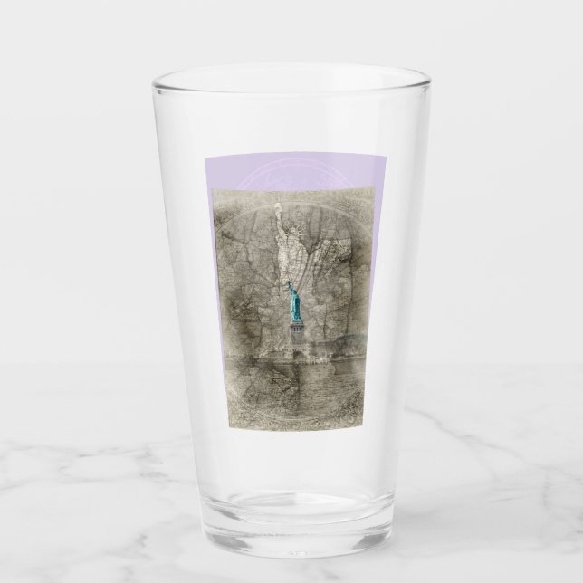 Frihetsgudinnan Travel Karta Pint Glass Tumbler Glaskopp (Framsida)