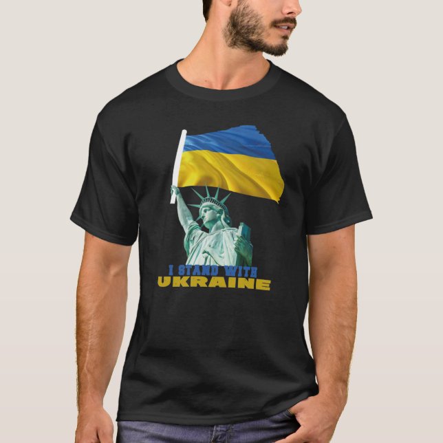 Frihetsgudinnan Ukraina Flagga T Shirt (Framsida)