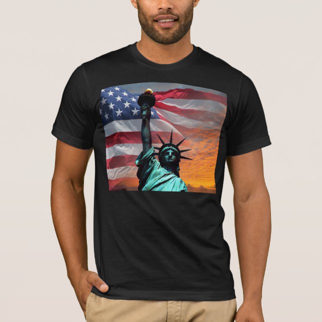 Frihetsgudinnan US Flagga t-shirt (Framsida)