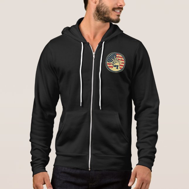 Frihetsgudinnan USA Black Hoodie T Shirt (Framsida)