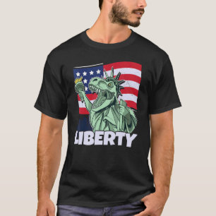 Frihetsgudinnan USA Flagga & Lycklig 4th Ju T Shirt