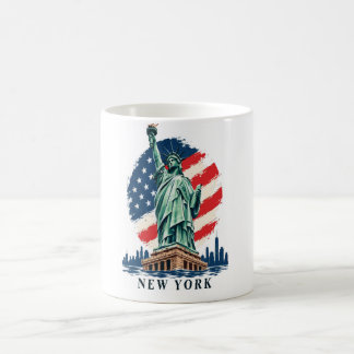 Frihetsgudinnan USA Flagga Vintage New York Mugg