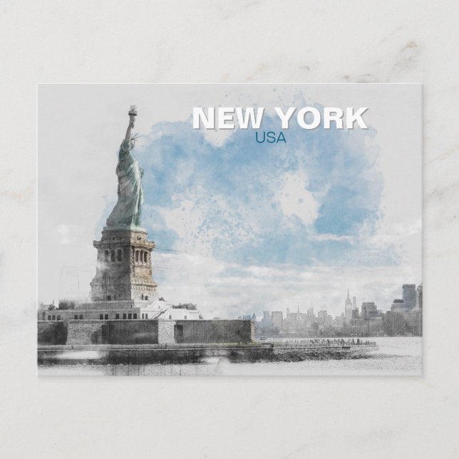 Frihetsgudinnan USA Helgdag - Manhattan NYC Helg Vykort (Framsida)