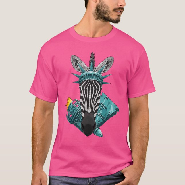 Frihetsgudinnan Zebra 4:e Juli Djur Usa Ame T Shirt (Framsida)