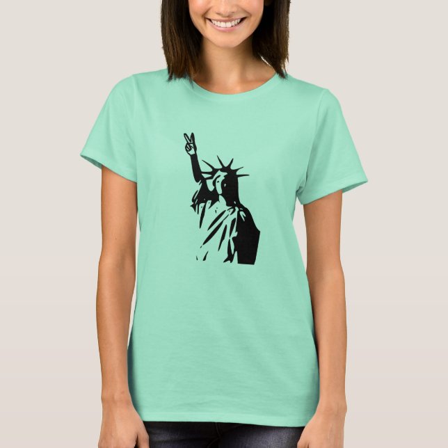 Frihetsgudinnanfredstecken T Shirt (Framsida)